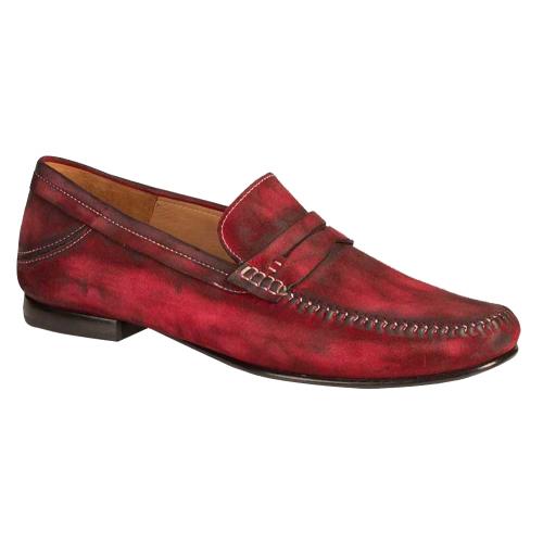 Mezlan "Horner" Red Genuine Vintage Suede Penny Moccasin Loafer Shoes 7145